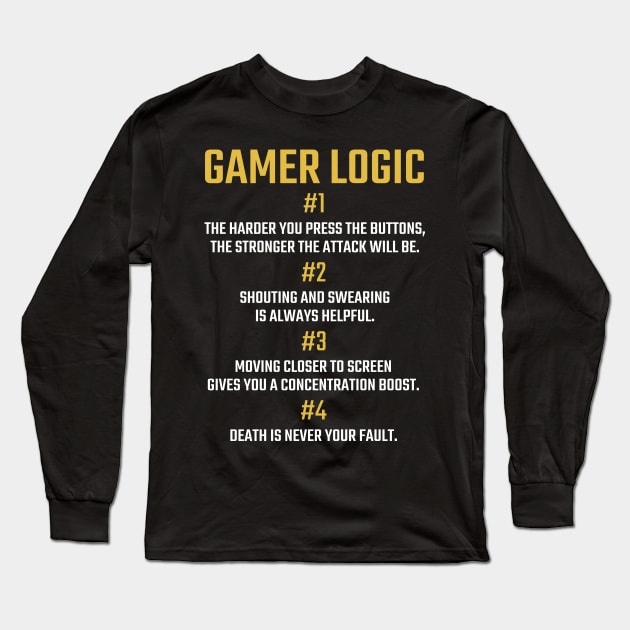 Gamer Logic for Gaming Fan & Retro Video Game Fan Long Sleeve T-Shirt by tobzz